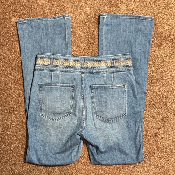 NWOT White House Black Market Blue Jeans with Tweed Waistband Details - Picture 2 of 11